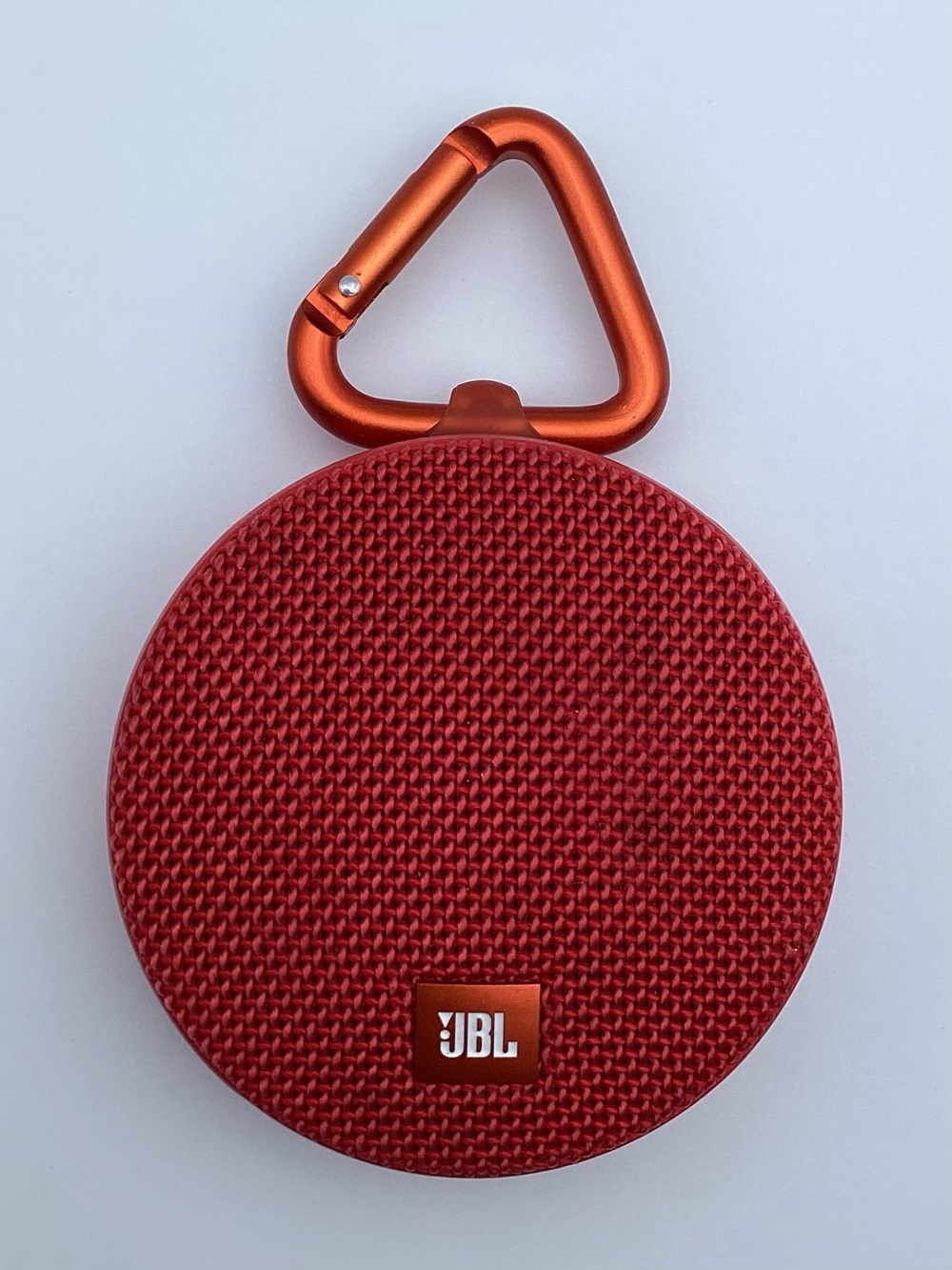 JBL Clip 2 Red Ultra-Portable Waterproof Bluetooth Speaker with Orange Carabiner